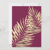 Burgundy Plum Sepia Gold Palms Birthday Party Kaart (Achterkant)