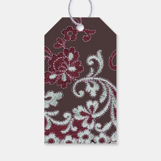 Burgundy Plum  Shabby-Chic Floral-Lace Cadeaulabel (Achterkant)
