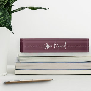 Burgundy Plum Sketched Cursive Script Naambordje