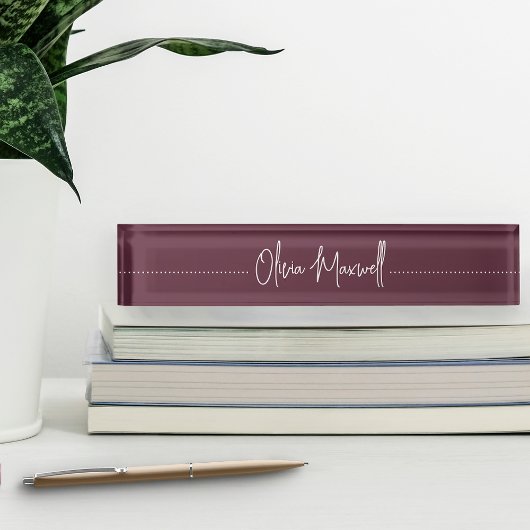 Burgundy Plum Sketched Cursive Script Naambordje