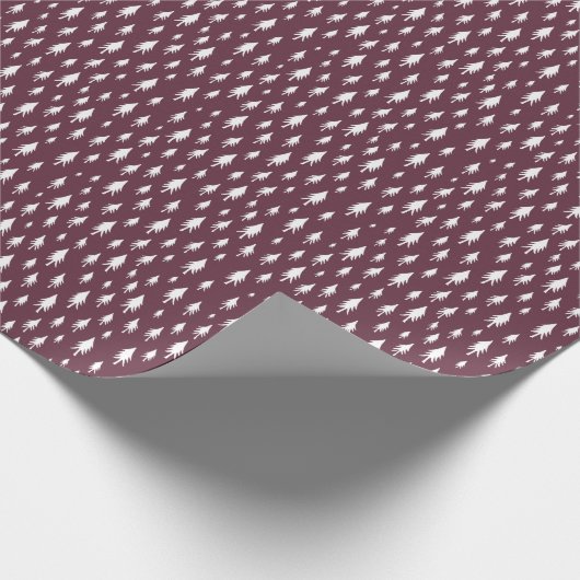 Burgundy Plum Tiny Trees Holiday Pattern Cadeaupapier (Hoek)