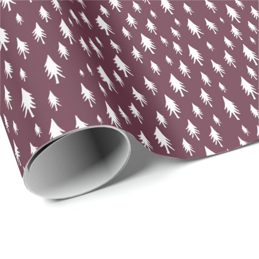 Burgundy Plum Tiny Trees Holiday Pattern Cadeaupapier (Rol Hoek)