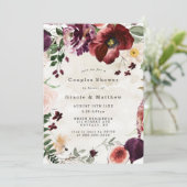 Burgundy Plum Wildflower Couples Shower Invites (Staand voorkant)
