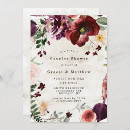 Burgundy Plum Wildflower Couples Shower Invites