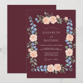 Burgundy Poetic Fall Wedding Kaart (Voorkant / Achterkant)