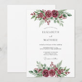 Burgundy Poetic Winter Wedding Kaart (Voorkant / Achterkant)