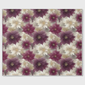 Burgundy Poinsettia Christmas Pattern (1) Cadeaupapier (Vlak)