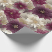 Burgundy Poinsettia Christmas Pattern (1) Cadeaupapier (Hoek)