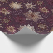 Burgundy Poinsettia Christmas Pattern (2) Cadeaupapier (Hoek)