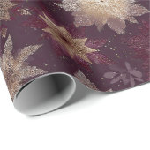 Burgundy Poinsettia Christmas Pattern (2) Cadeaupapier (Rol Hoek)