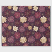 Burgundy Poinsettia Christmas Pattern (3) Cadeaupapier (Vlak)