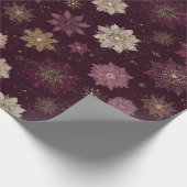 Burgundy Poinsettia Christmas Pattern (4) Cadeaupapier (Hoek)