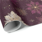 Burgundy Poinsettia Christmas Pattern (4) Cadeaupapier (Rol Hoek)