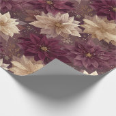 Burgundy Poinsettia Christmas Pattern (6) Cadeaupapier (Hoek)