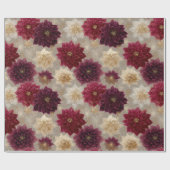 Burgundy Poinsettia Christmas Pattern (7) Cadeaupapier (Vlak)