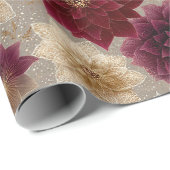 Burgundy Poinsettia Christmas Pattern (7) Cadeaupapier (Rol Hoek)