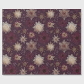Burgundy Poinsettia Kerstpatroon (2) Cadeaupapier (Vlak)