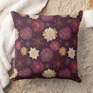 Burgundy Poinsettia Kerstpatroon (3) Kussen