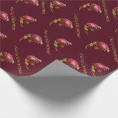 Burgundy Poinsettias - kerstpapier Cadeaupapier (Hoek)