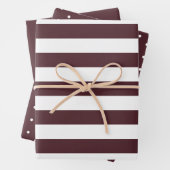 Burgundy Polka Dot Wide Striped en Solid Inpakpapier Vel (In situ)