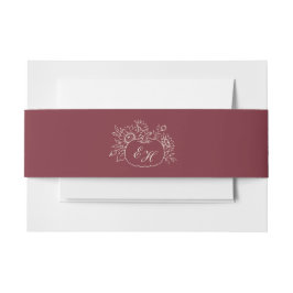 Burgundy Pompoen Buikband met Monogram Uitnodigingen Wikkel