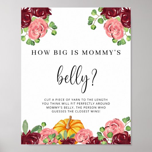 Burgundy pompoen hoe groot is mama's buik spel poster (Voorkant)