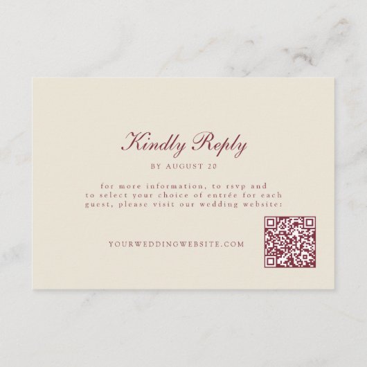 Burgundy Pompoen QR Code Huwelijks RSVP Kaart (Achterkant)