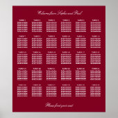 Burgundy Poster 30 Tafel Wedding Seating Chart (Voorkant)