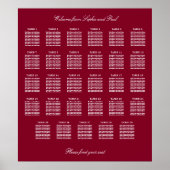 Burgundy Poster van het Tafel-weddenschapenkaart 2 (Voorkant)