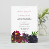 Burgundy Pr Plum Navy Bloem Kaart (Staand voorkant)