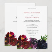 Burgundy Pr Plum Navy Bloem Kaart (Voorkant / Achterkant)