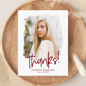 Burgundy Preppy Script Photo Afstuderen Hartelijk  Briefkaart