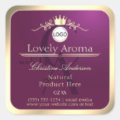 Burgundy Product Label Gold Border Logo Monogram (Voorkant)