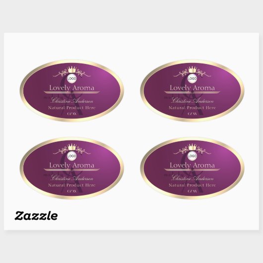 Burgundy Product Label Gold Border Logo Monogram (Vel)