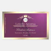 Burgundy Product Label Gold Border Logo Monogram (Voorkant)