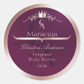 Burgundy Product Label Rose Gold Frame Monogram (Voorkant)