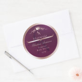 Burgundy Product Label Rose Gold Frame Monogram (Envelop)