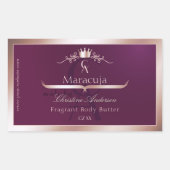 Burgundy Product Label Rose Gold Frame Monogram (Voorkant)