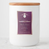 Burgundy Product Label Rose Gold Frame Monogram Voedselcontainer Etiket (Voorkant)
