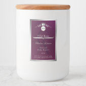 Burgundy Product Label Silver Frame Logo Monogram Voedselcontainer Etiket (Voorkant)
