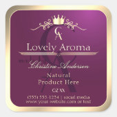 Burgundy Product Label with Gold Border Monogram (Voorkant)