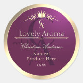 Burgundy Product Label with Gold Border Monogram (Voorkant)