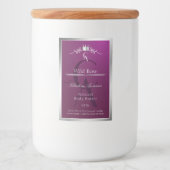 Burgundy Product Label with Silver Frame Monogram Voedselcontainer Etiket (Voorkant)