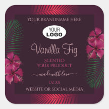 Burgundy Product Labels Hawaii Flowers Leaves Logo