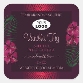 Burgundy Product Labels Hawaii Flowers Leaves Logo