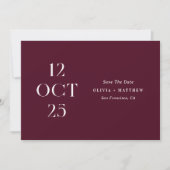 Burgundy pruim moderne minimalistische foto bruilo save the date (Voorkant)