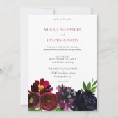 Burgundy Pruim Navy Bloem Kaart (Voorkant)