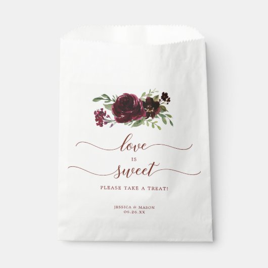 Burgundy Pumpkin Herfst Favor Bag Love is Sweet Bedankzakje (Voorkant)