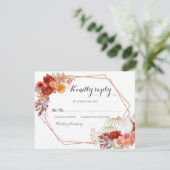 Burgundy Pumpkin-Herfst in Love Weddenschap RSVP-k Bedankkaart (Staand voorkant)