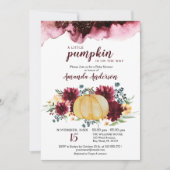 Burgundy Pumpkin Rustic Baby shower Uitnodiging (Voorkant)